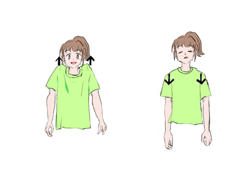 肩　ストレッチ　挙上と下制